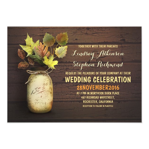 Fall Wedding & Rustic Mason Jar Invitations