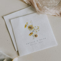Fall Wedding Rustic Sunflower Cocktail Napkins