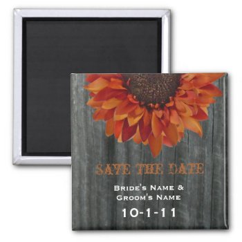 Fall Wedding Save The Date - Barnwood & Sunflower Magnet by thepinkschoolhouse at Zazzle
