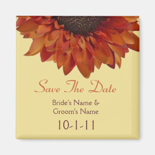 Fall Wedding Save The Date - Orange Sunflower Magnet