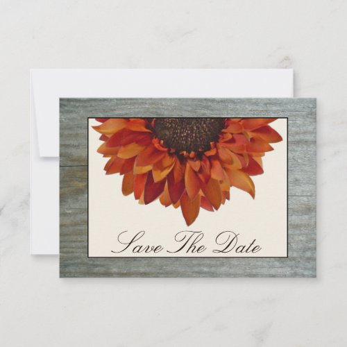 Fall Wedding Save The Date - Sunflower &amp; Barnwood