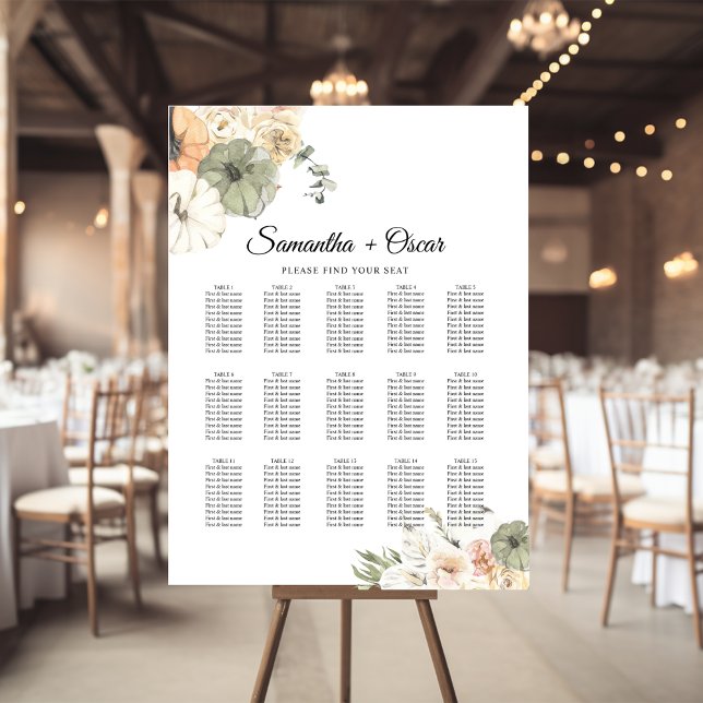 Fall Wedding Seating Chart | Modern Watercolor  Foam Board (Creator Uploaded)