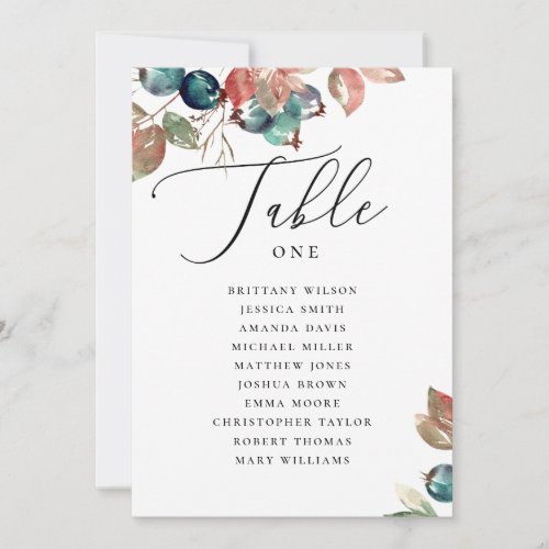 Fall Wedding Seating Chart | Watercolor Botanical Invitation