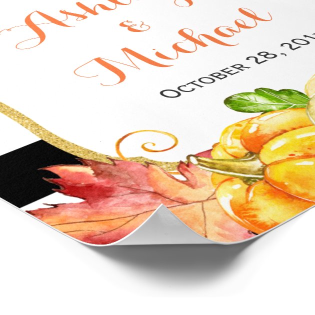 Fall Wedding Sign | Autumn Pumpkins Leaves Theme