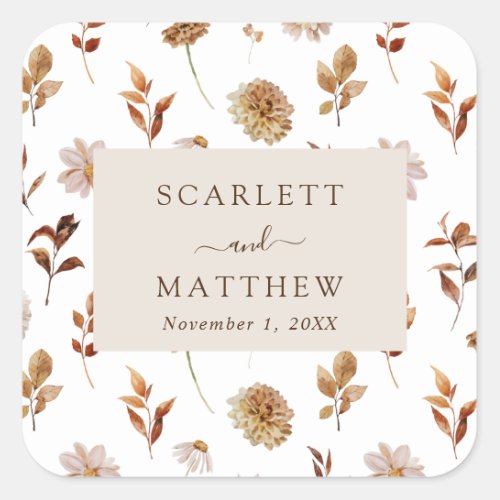 Fall Wedding Square Sticker