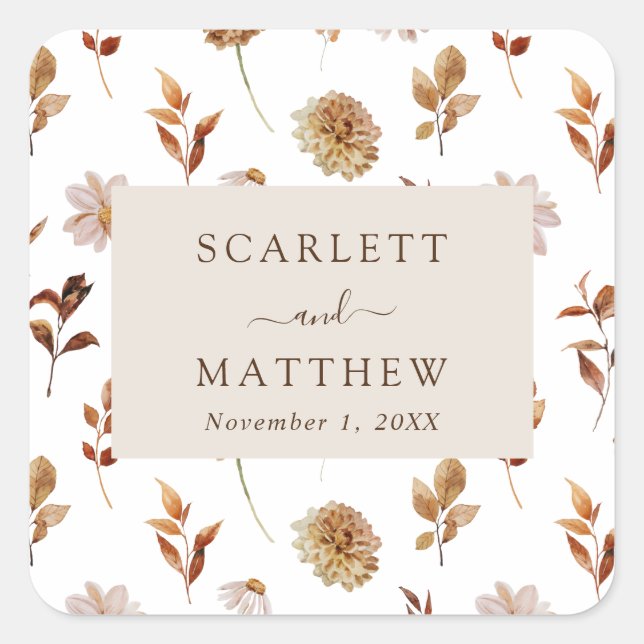 Fall Wedding Square Sticker (Front)