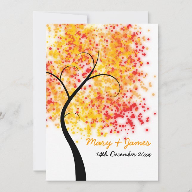 Fall Wedding Swirly Tree "Save The Date" Save The Date (Front)