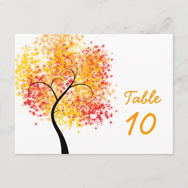 Fall Wedding Swirly Tree Table Number (Front)