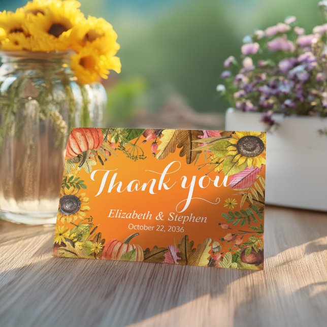 Fall Wedding Thank You Autumn Maple Leaves Pumpkin (Creator Uploaded)