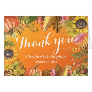 Fall Wedding Thank You Autumn Maple Leaves Pumpkin by ReadyCardCard at Zazzle