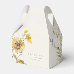 Fall Wedding Thank You Favor Box, Sunflower Boxes