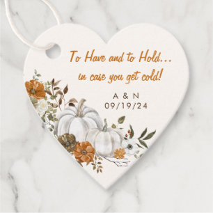 Fall Wedding Throw Blanket Rustic Floral Pumpkin Favor Tags