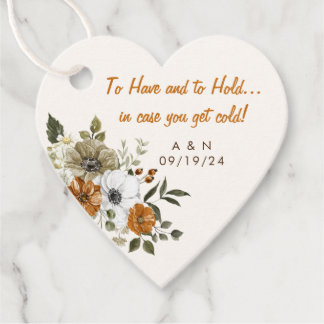 Fall Wedding Throw Blanket Rustic Flowers Favor Tags