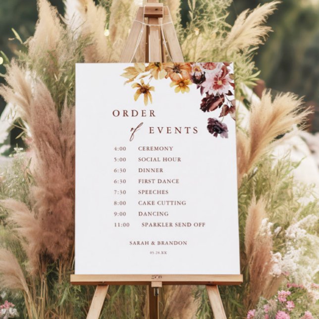 Fall Wedding Timeline Wedding Order of Events Foam Board (Creator Uploaded)