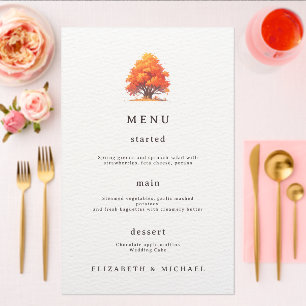 Fall Wedding Tree Rustic Autumn Wedding Minimalist Menu