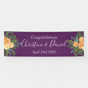 Fall Wedding Vintage Peach Rose on Purple Banner