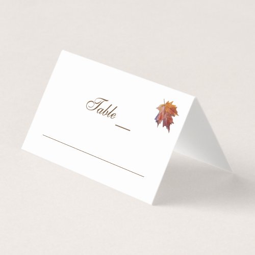 Fall Wedding Watercolor Falling Leaf Place Card