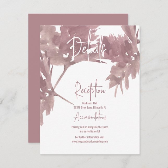 Fall Wedding Watercolor Leaf Details Card (Front/Back)