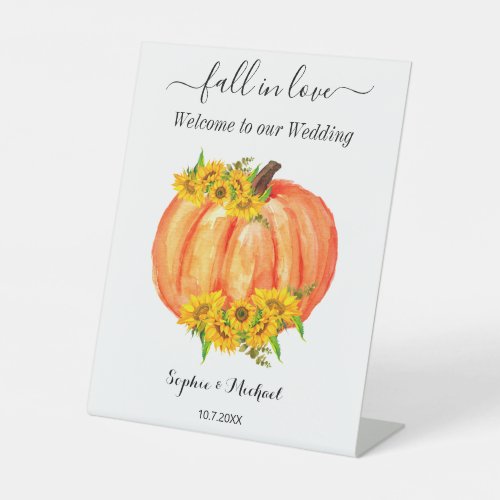 Fall Wedding Welcome Pumpkin  Pedestal Sign