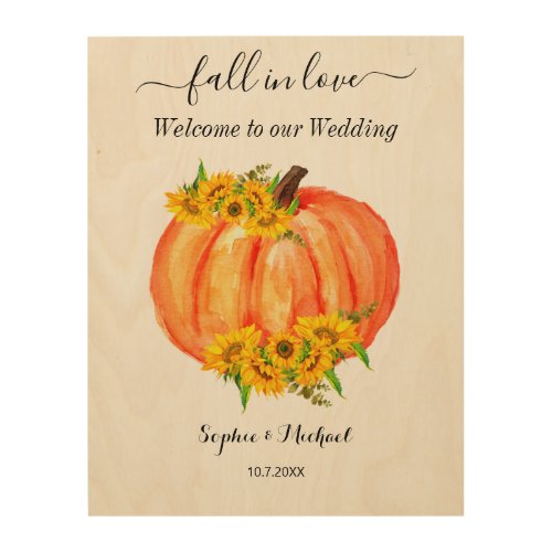 Fall Wedding Welcome Pumpkin  Wood Wall Art