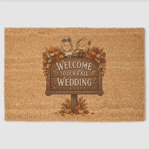 Fall Wedding Welcome Sign Cute Cute Couple Fiber Doormat