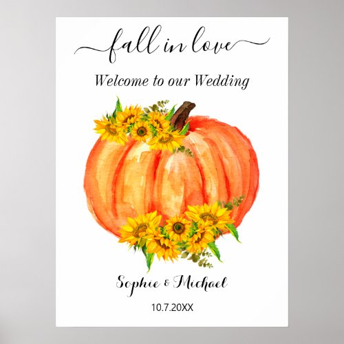 Fall Wedding Welcome Sign Pumpkin Poster