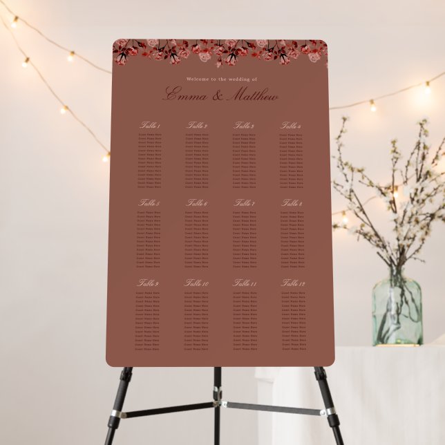 Fall Wedding Wildflower Garden Seating Chart  Foam Board (In Situ (Stand))