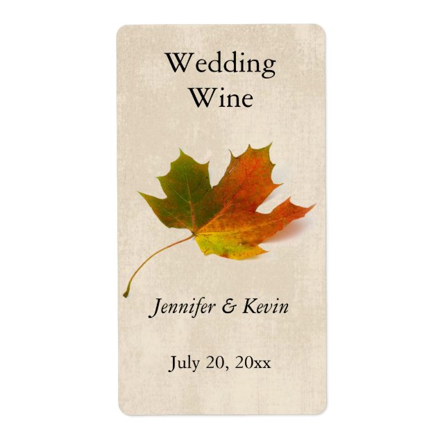 Fall Wedding Wine Label (Front)