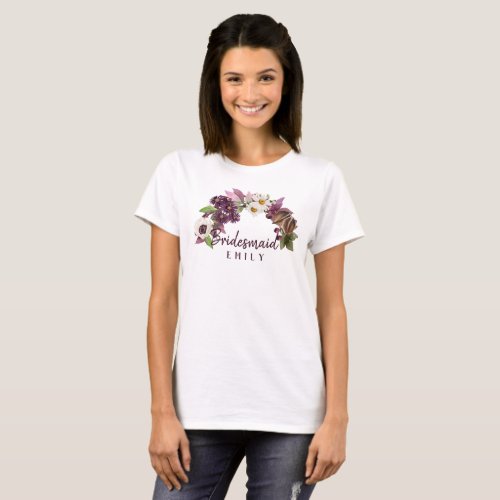 Fall Wedding Wreath Plum Bridesmaid ID465 T_Shirt