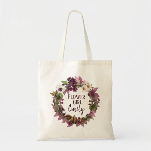 Fall Wedding Wreath Plum Flower Girl ID465 Tote Bag