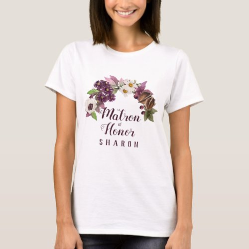 Fall Wedding Wreath Plum Maid of Honor ID465 T_Shirt