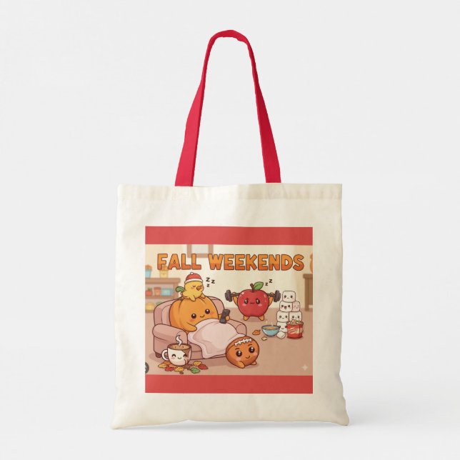 Fall Weekend Tote Bag – Cozy Seasonal Shopper (Back)