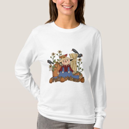 Fall Welcome Autumn Scarecrow Long Sleeve T_Shirt