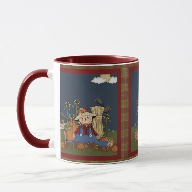 "Fall Welcome" Autumn Scarecrow Mug (Left)