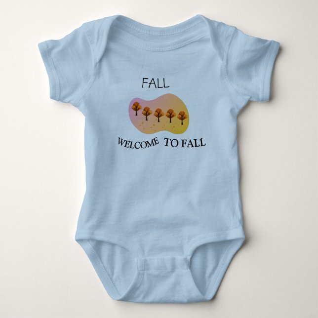 Fall Welcome To Fall Baby Light Blue Bodysuit (Front)