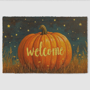 Fall Welcome with Pumpkin Fiber Doormat
