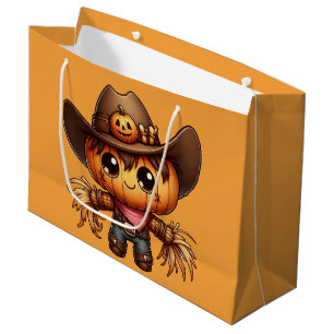 Fall Western Scarecrow Large Gift Bag