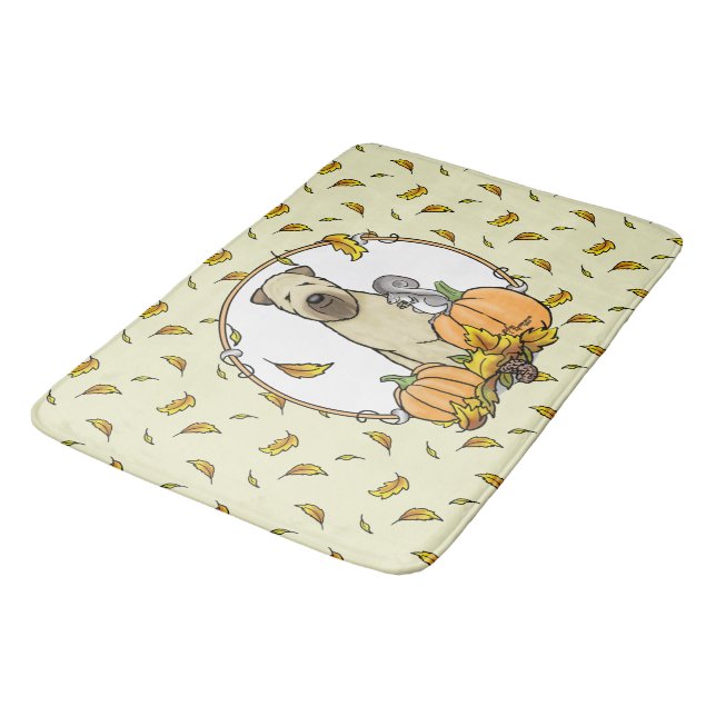 Fall Wheaten Terrier (wheaten 1b2) Pumpkins Cute Bath Mat (Angled)