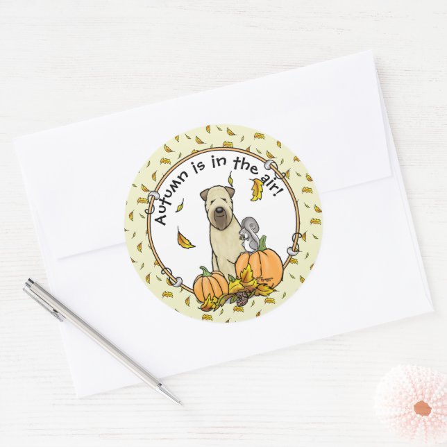 Fall Wheaten Terrier (wheaten 1b2) Pumpkins Cute Classic Round Sticker (Envelope)