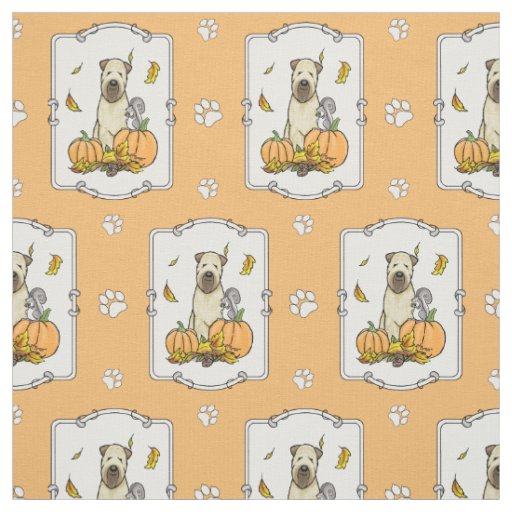Fall Wheaten Terrier (wheaten 1b2) Pumpkins Cute Fabric