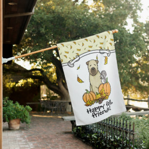Fall Wheaten Terrier (wheaten 1b2) Pumpkins Cute House Flag