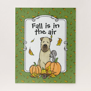 Fall Wheaten Terrier (wheaten 1b2) Pumpkins Cute Jigsaw Puzzle