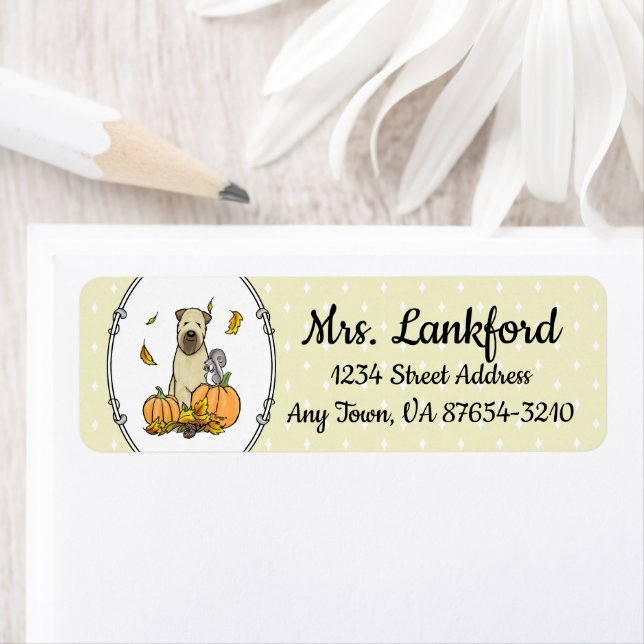 Fall Wheaten Terrier (wheaten 1b2) Pumpkins Cute Label (Insitu)