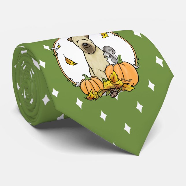 Fall Wheaten Terrier (wheaten 1b2) Pumpkins Cute Neck Tie (Rolled)