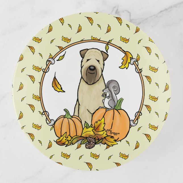 Fall Wheaten Terrier (wheaten 1b2) Pumpkins Cute Trinket Tray (Front)