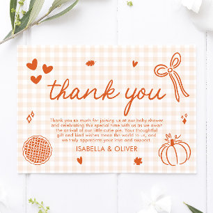 Fall Whimsical A Little Cutie Pie Baby Shower Thank You Card