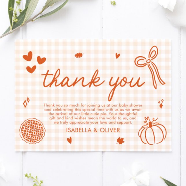 Fall Whimsical A Little Cutie Pie Baby Shower Thank You Card (Fall Whimsical A Little Cutie Pie Thank you card)