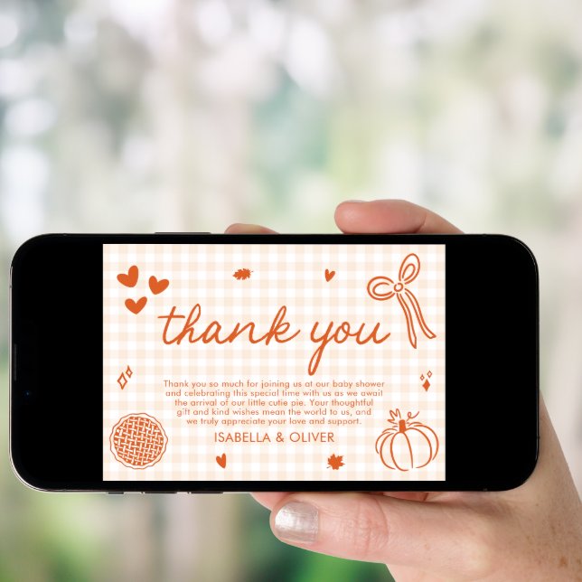 Fall Whimsical A Little Cutie Pie Thank you card (Front Digital)