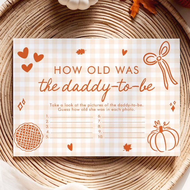 Fall Whimsical How Old Was Daddy Baby Shower Game Enclosure Card (Hand Drawn Fall Whimsical How Old Was Daddy Baby Shower Game)