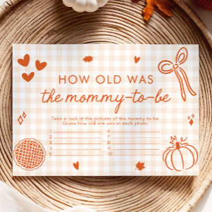 Fall Whimsical How Old Was Mommy Baby Shower Game Enclosure Card